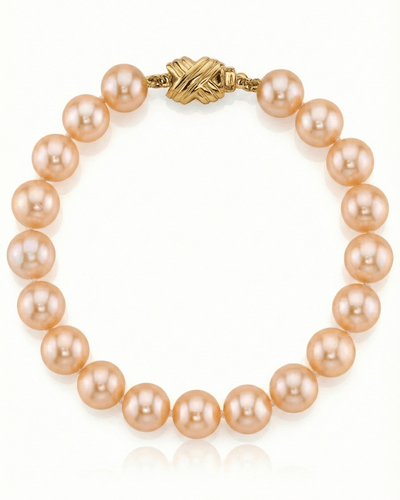 8.5-9.5mm Peach Freshwater Pearl Bracelet - AAA Quality