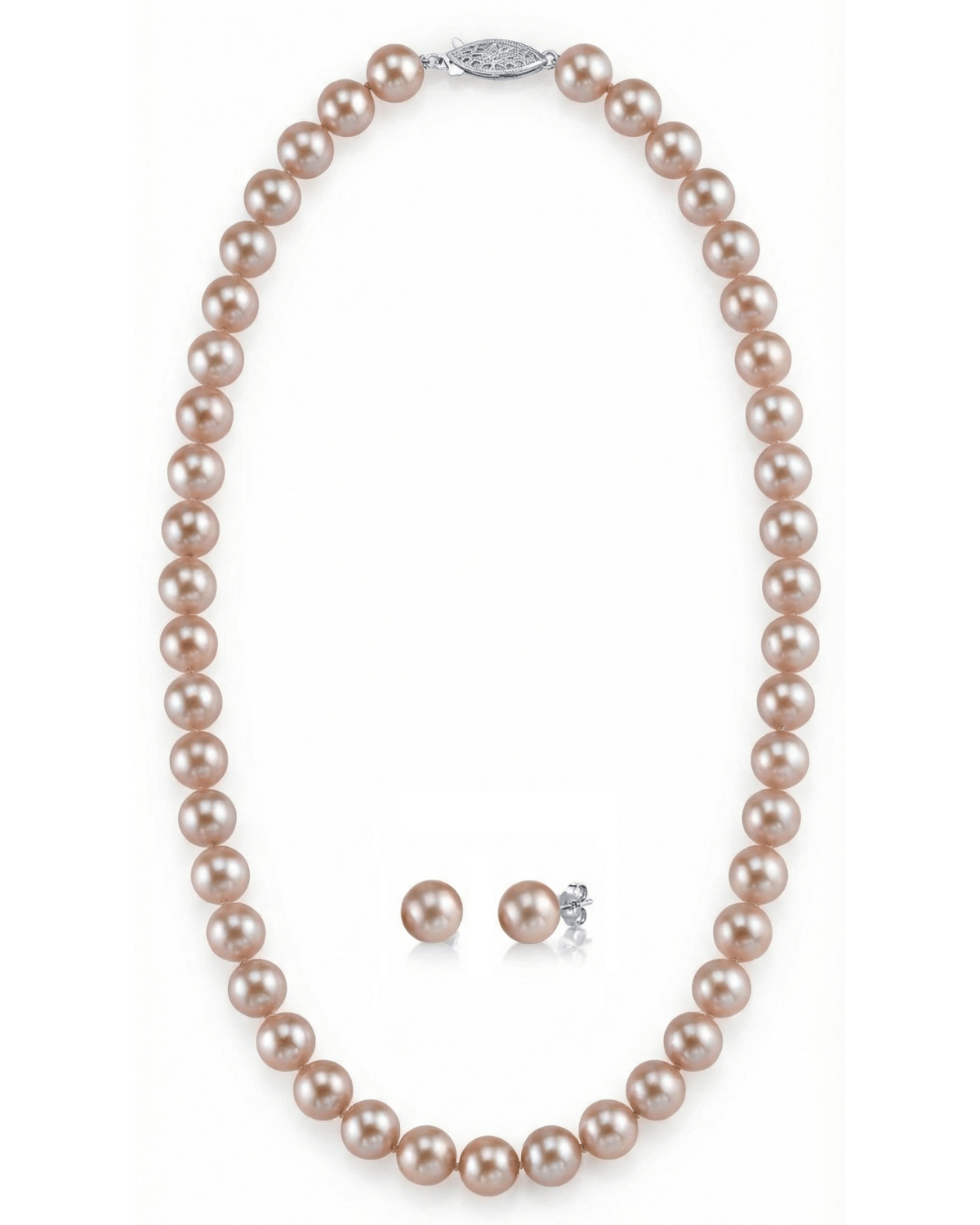 8.5-9.5mm Pink Freshwater Pearl Necklace & Earrings