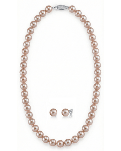 8.5-9.5mm Pink Freshwater Pearl Necklace & Earrings