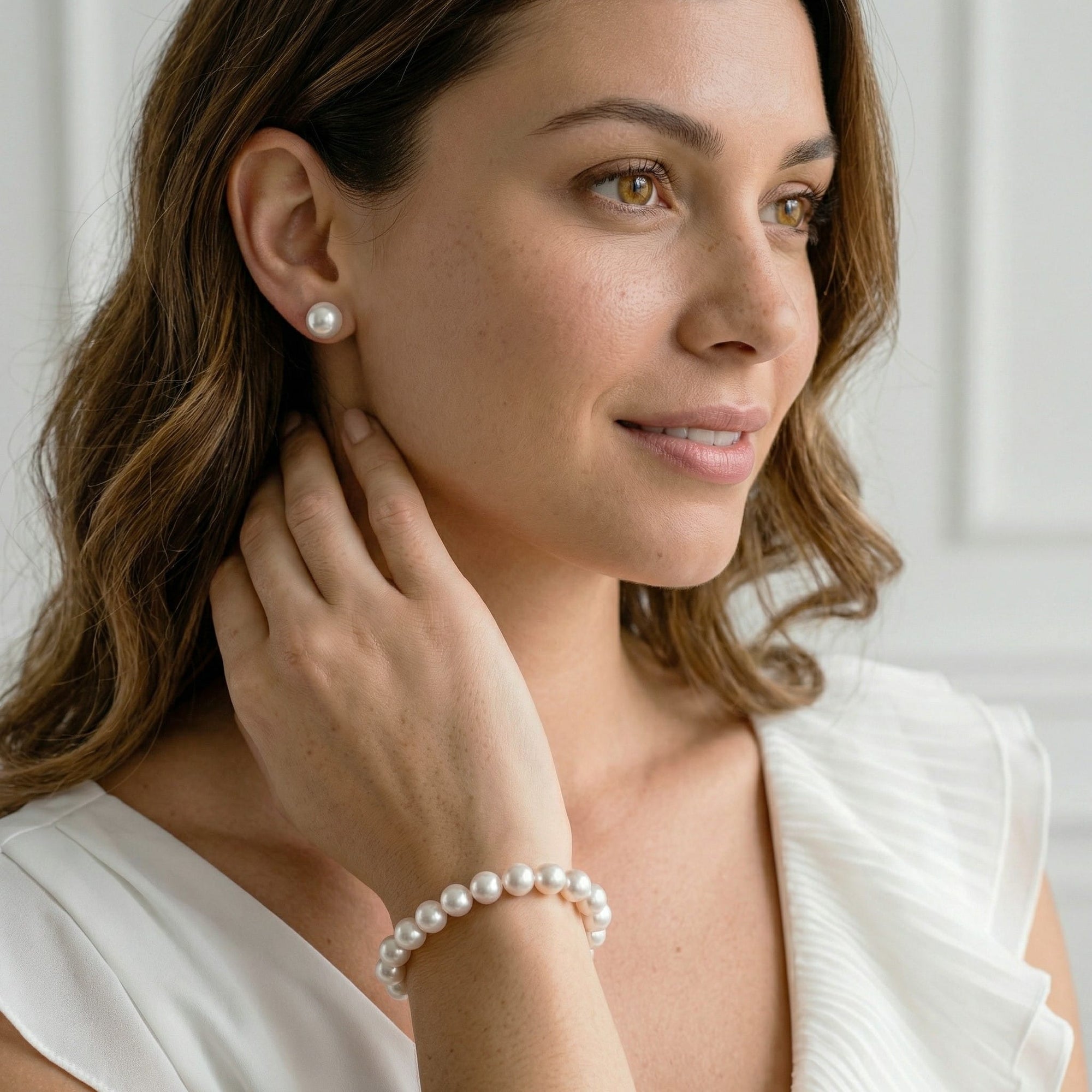 White Japanese Akoya Pearl Bracelet, 9.0-9.5mm