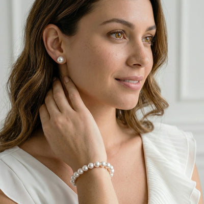 White Japanese Akoya Pearl Bracelet, 9.0-9.5mm