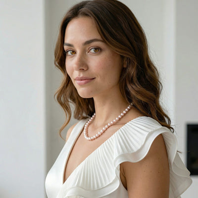 White Japanese Akoya Pearl Necklace, 9.0-9.5mm - AA+ Quality