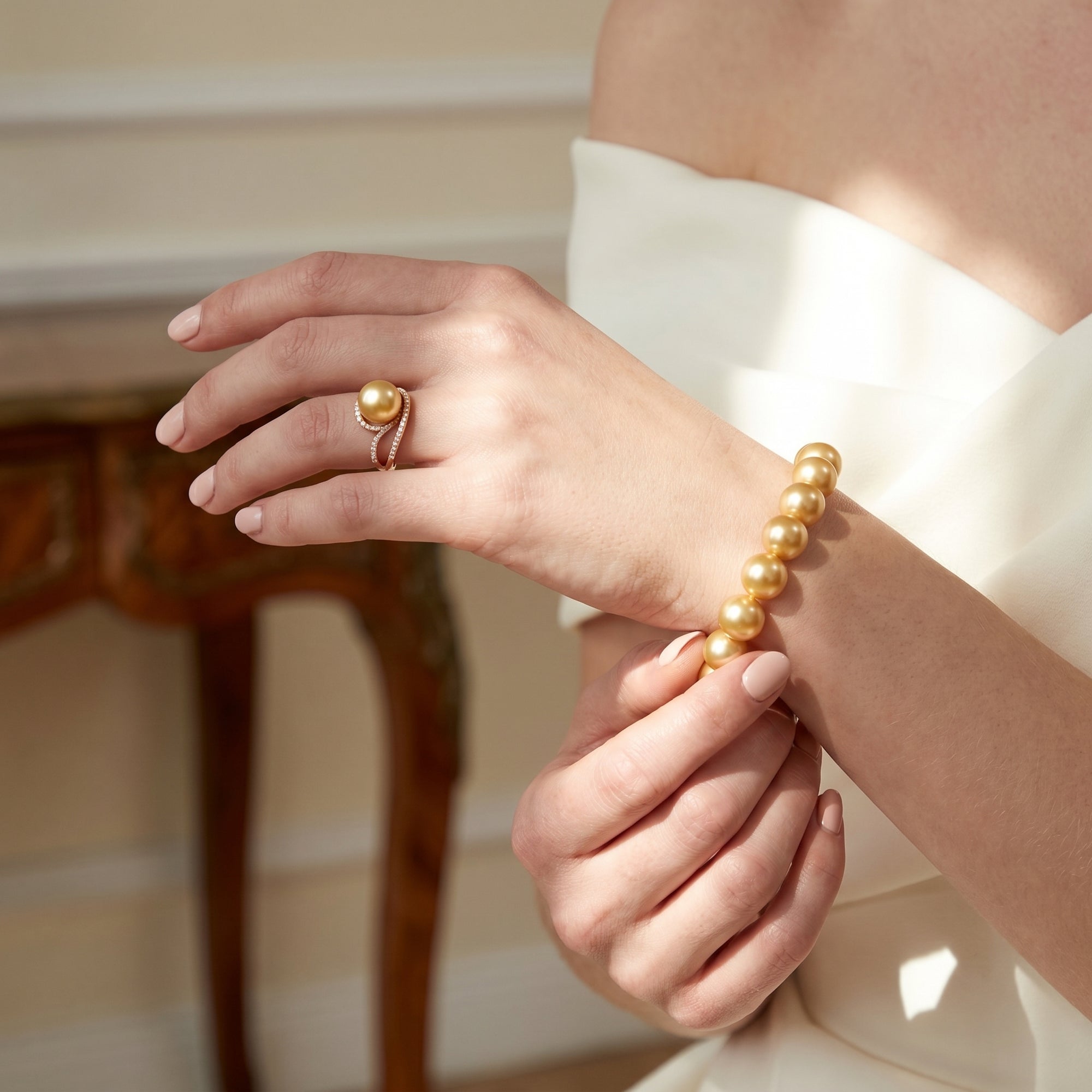 Golden South Sea Pearl Bracelet, 9.0-10.0mm