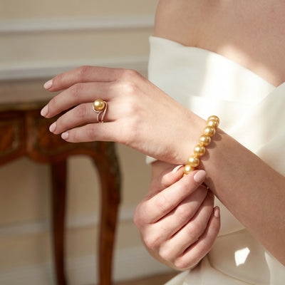 Golden South Sea Pearl Bracelet, 9.0-10.0mm