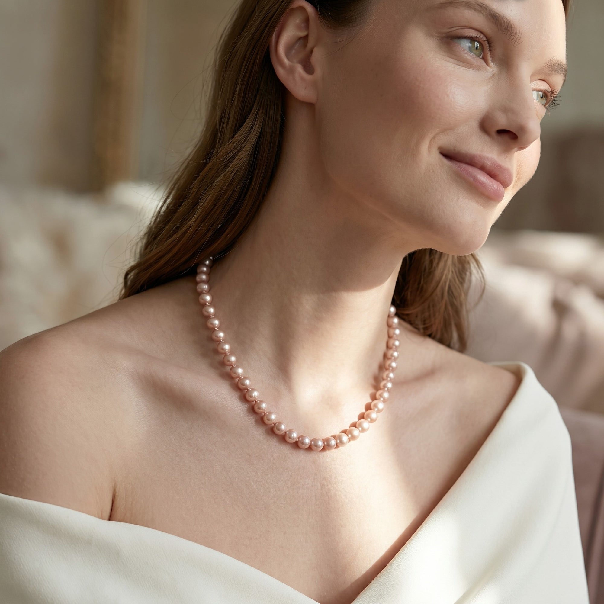 8.5-9.5mm Pink Freshwater Pearl Necklace - AAAA Quality