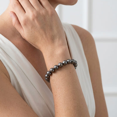 Black Tahitian Pearl Bracelet, 9.0-10.0mm - AAAA Quality