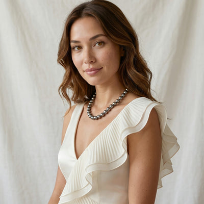 Black Tahitian Pearl Necklace, 9.0-11.0mm - AAA Quality