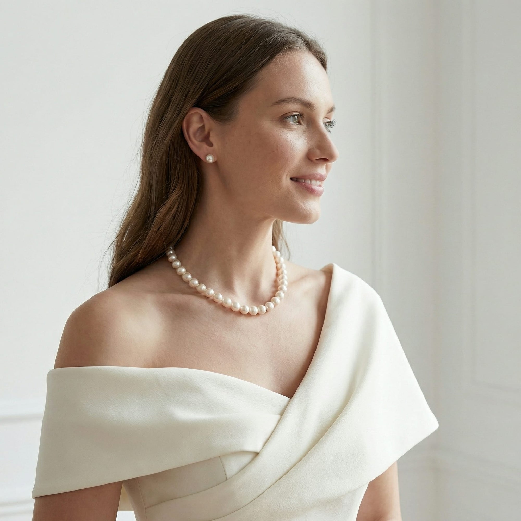 9.5-10.0mm Hanadama Pearl Necklace and Earring Set