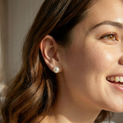 9.5-10mm Hanadama Akoya Round Pearl Stud Earrings