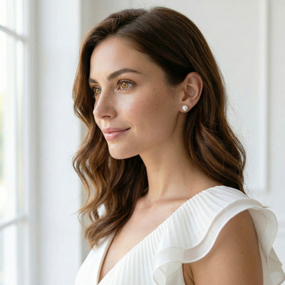 9.5-10mm Hanadama Akoya Round Pearl Stud Earrings