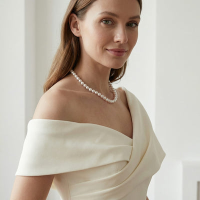 White Japanese Akoya Pearl Necklace, 9.5-10mm - AAA Quality