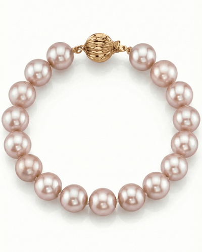 9.5-10.5mm Pink Freshwater Pearl Bracelet - AAAA Quality