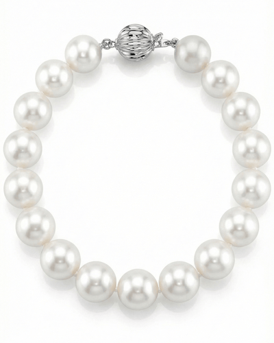 9.5-10.5mm White Freshwater Pearl Bracelet - AAA Quality