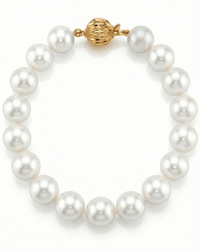 9.5-10.5mm White Freshwater Pearl Bracelet - AAA Quality