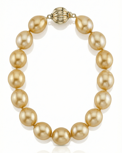 Baroque Shaped Golden South Sea Pearl Bracelet, 10.0-11.0mm - AAA Quality