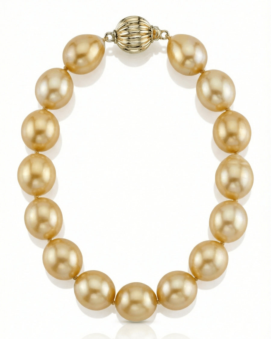Baroque Shaped Golden South Sea Pearl Bracelet, 10.0-11.0mm - AAA Quality