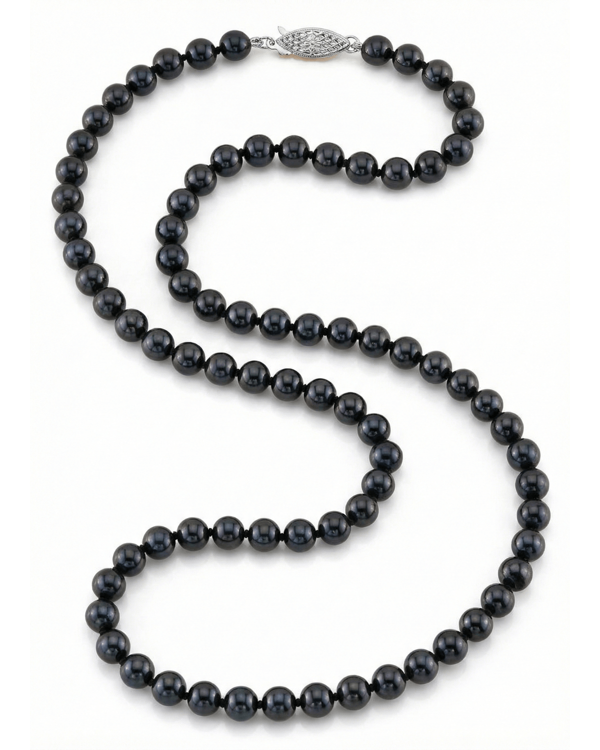 Black Japanese Akoya Pearl Necklace, 5.5-6.0mm - AAA Quality