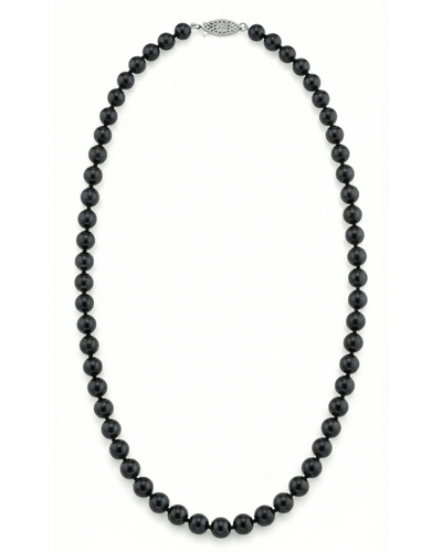 Black Japanese Akoya Pearl Necklace, 6.0-6.5mm - AAA Quality