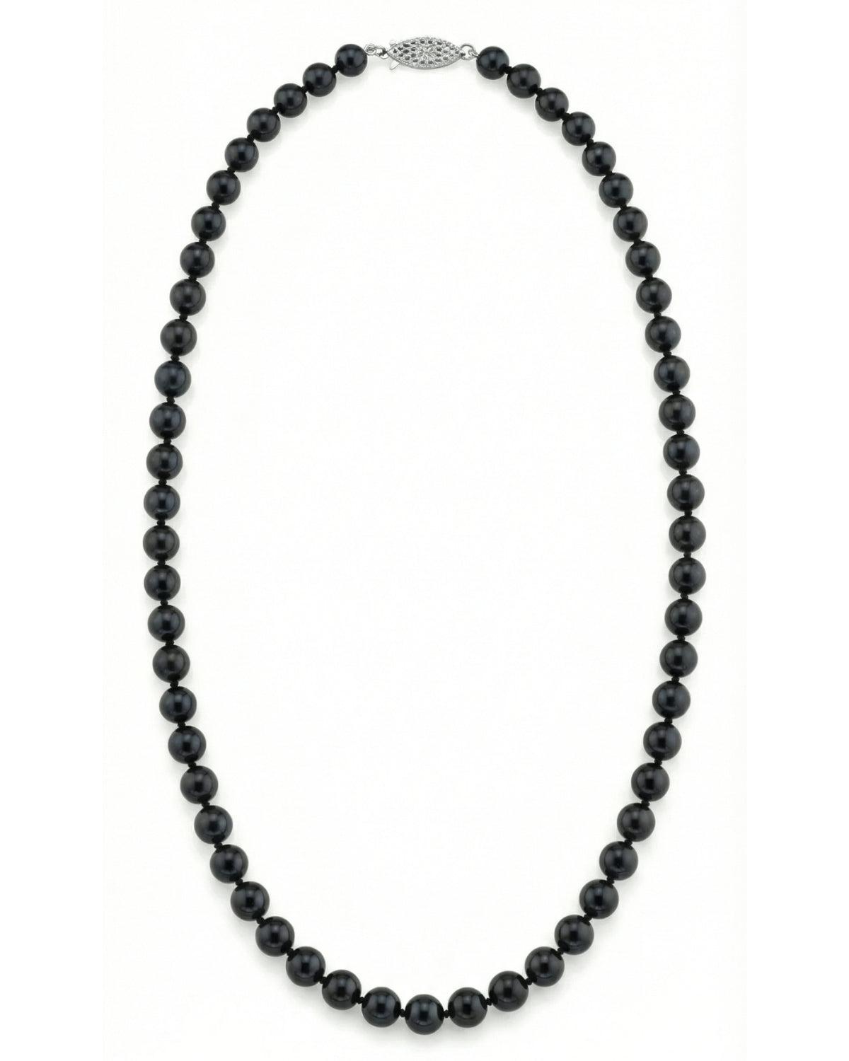 Black Japanese Akoya Pearl Necklace, 6.0-6.5mm - AAA Quality