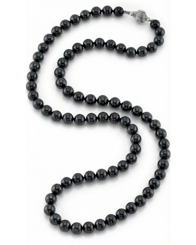 Black Japanese Akoya Pearl Necklace, 6.5-7.0mm - AAA Quality