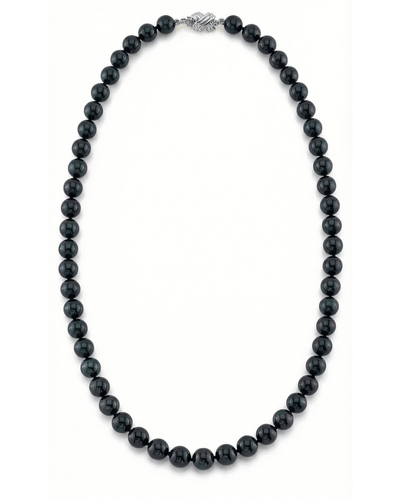 Black Japanese Akoya Pearl Necklace, 7.5-8.0mm - AA+ Quality