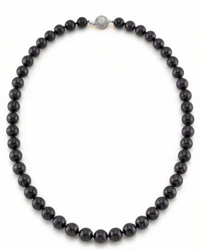 Black Japanese Akoya Pearl Necklace, 8.5-9.0mm - AAA Quality