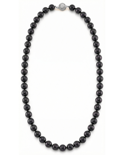Black Japanese Akoya Pearl Necklace, 8.5-9.0mm - AA+ Quality