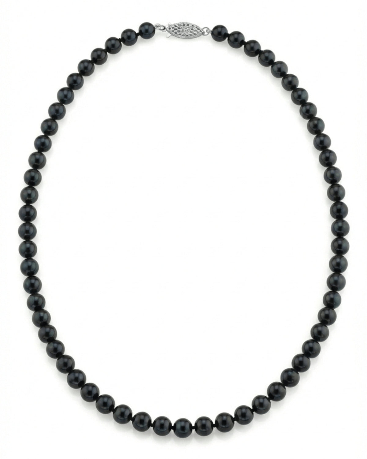 Black Japanese Akoya Pearl Necklace, 6.0-6.5mm - AA+ Quality