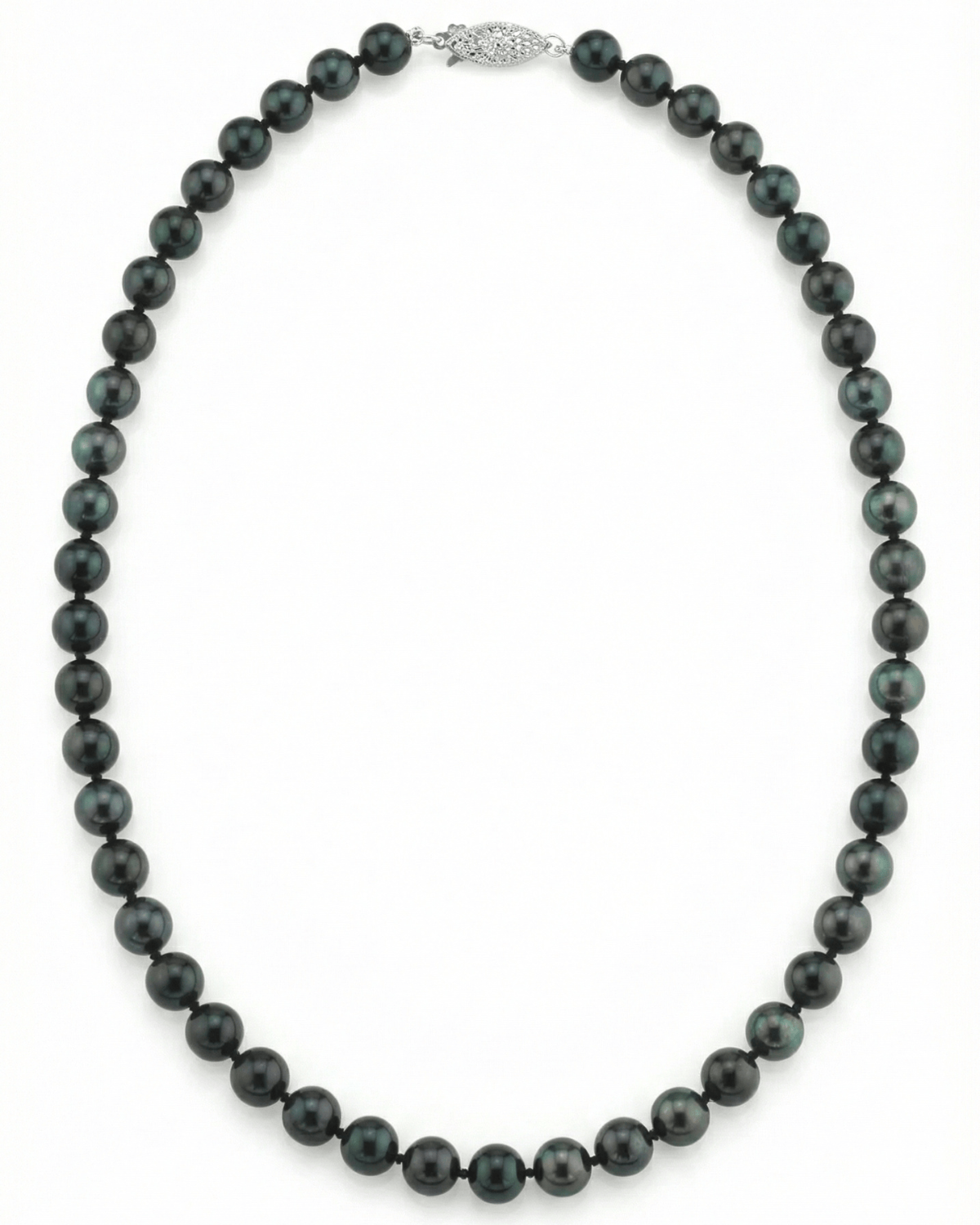 Black Japanese Akoya Pearl Necklace, 7.0-7.5mm - AA+ Quality