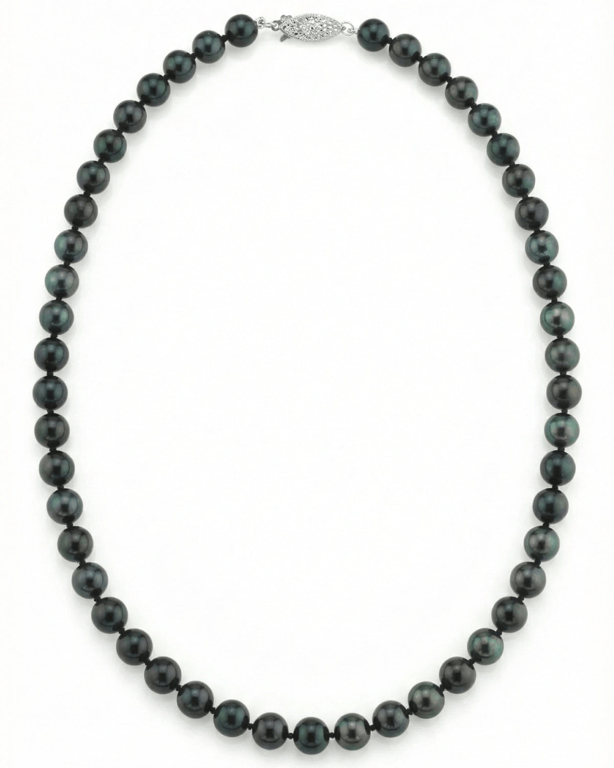 Black Japanese Akoya Pearl Necklace, 7.0-7.5mm - AA+ Quality