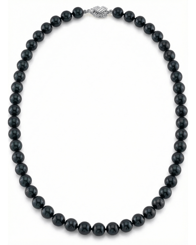 Black Japanese Akoya Pearl Necklace, 7.5-8.0mm - AAA Quality