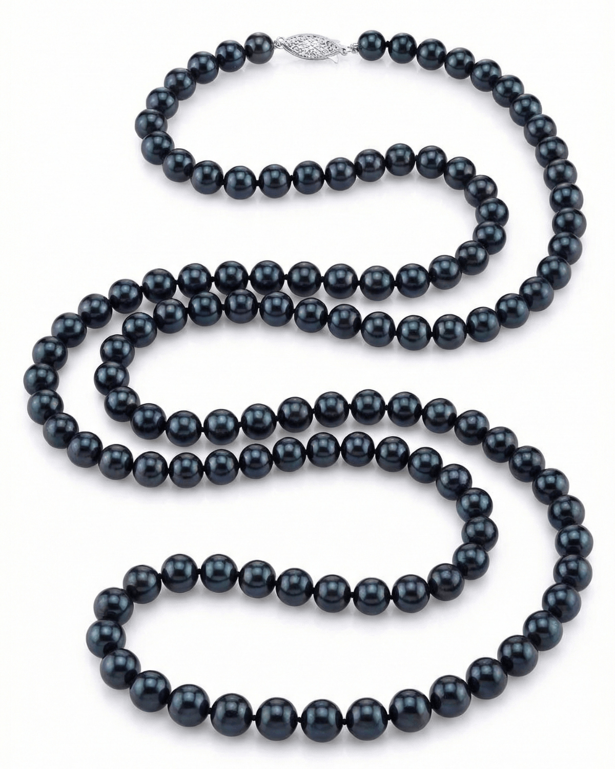 Black Japanese Akoya Pearl Opera Length Necklace - Choose Pearl Size