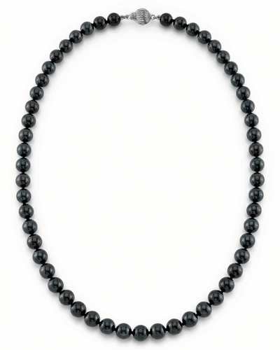 Black Japanese Akoya Black Pearl Necklace, 6.5-7.0mm - AA+ Quality