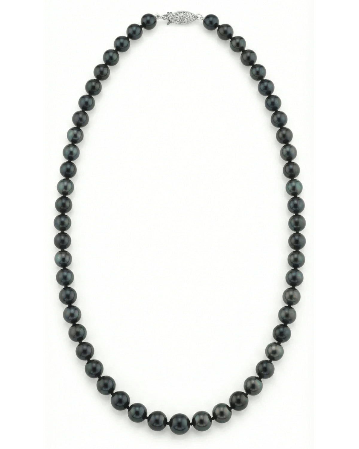 Black Japanese Akoya Pearl Necklace, 7.0-7.5mm - AAA Quality