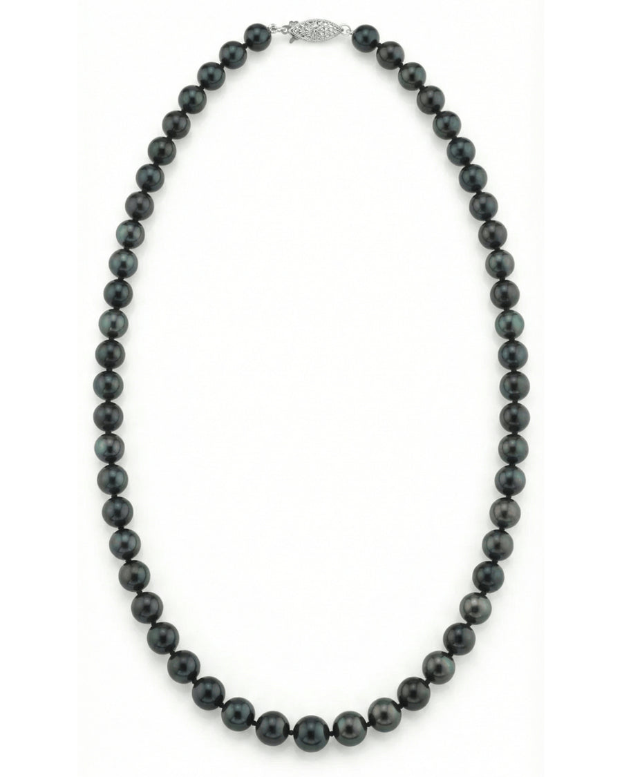 Black Japanese Akoya Pearl Necklace, 7.0-7.5mm - AAA Quality