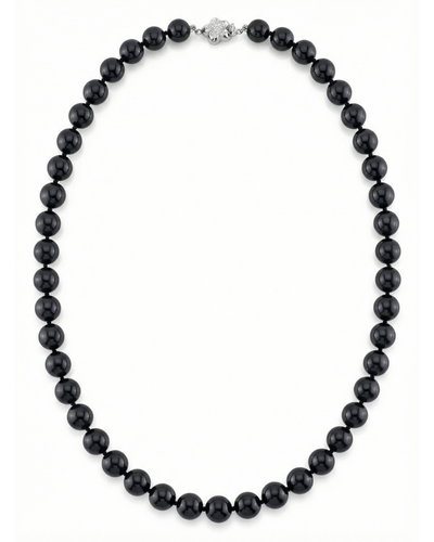 Black Japanese Akoya Pearl Necklace, 8.0-8.5mm - AA+ Quality