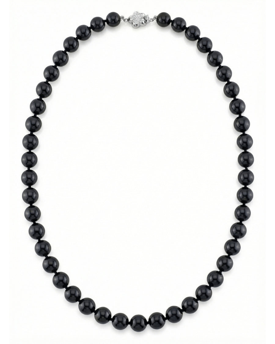 Black Japanese Akoya Pearl Necklace, 8.0-8.5mm - AA+ Quality