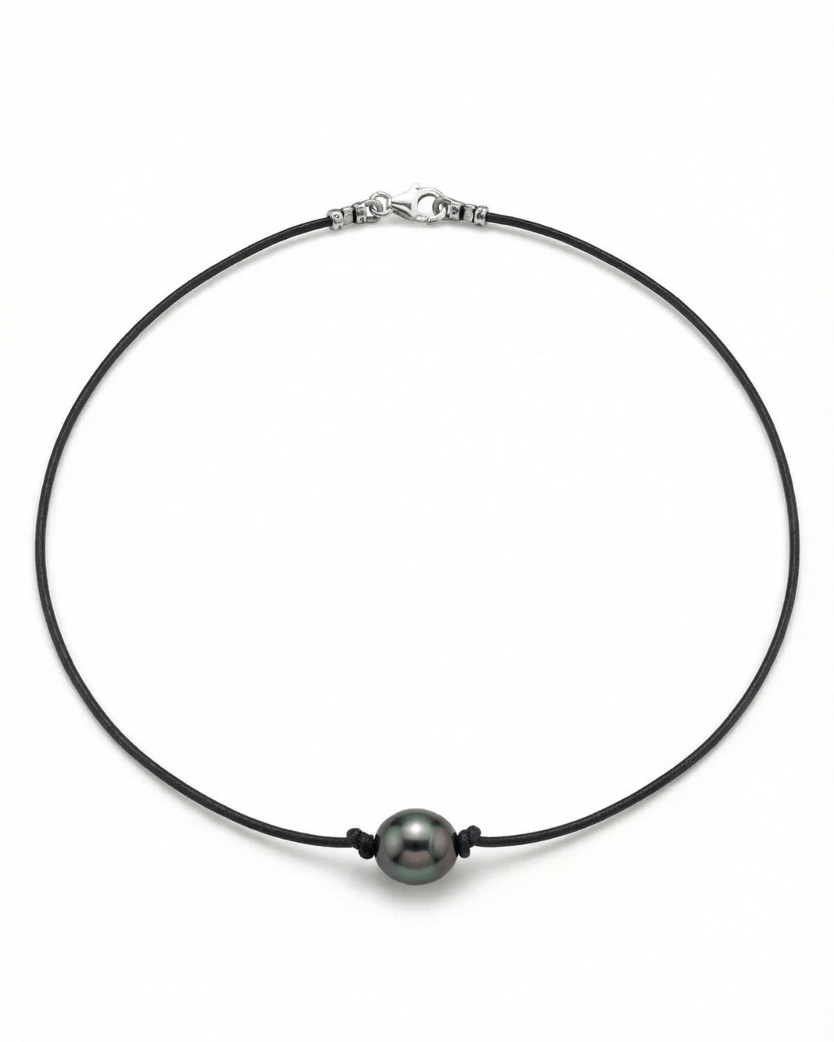 Black Tahitian Baroque Pearl on Leather Necklace