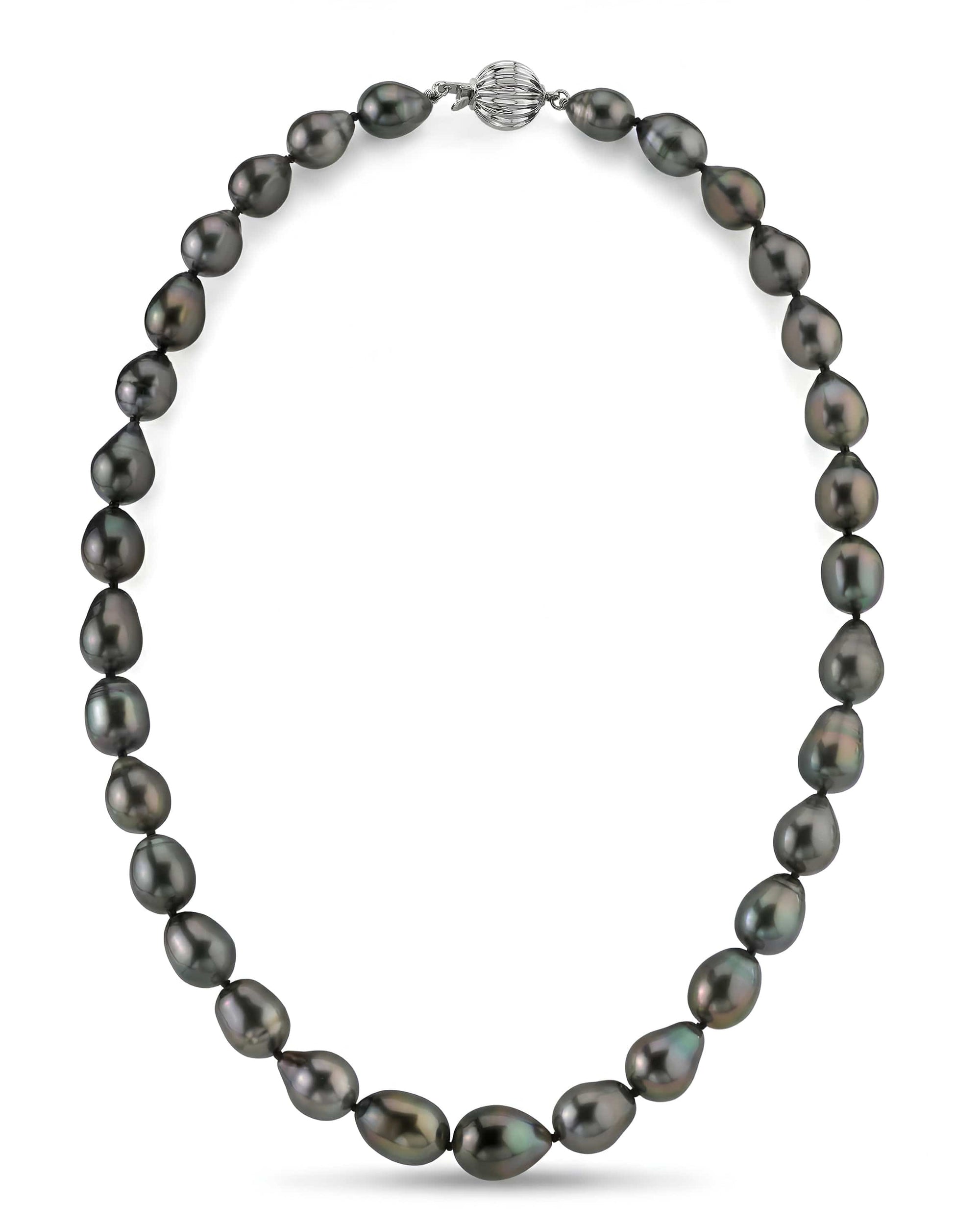 Black Tahitian Drop-Shape Pearl Necklace, 8.0-10.0mm - AAAA Quality
