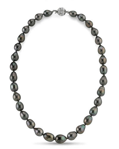 Black Tahitian Drop-Shape Pearl Necklace, 8.0-10.0mm - AAAA Quality