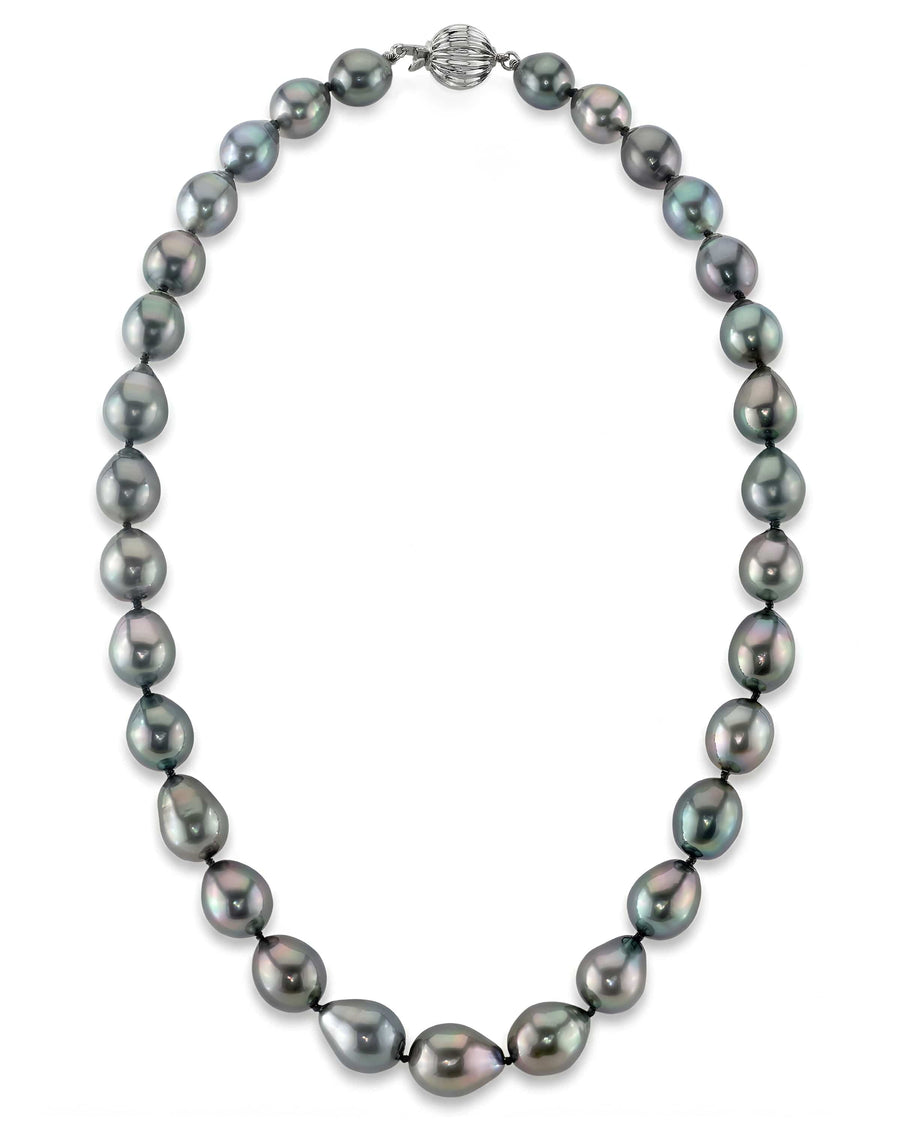 Black Tahitian Drop-Shape Pearl Necklace, 9.0-11.0mm - AAAA Quality