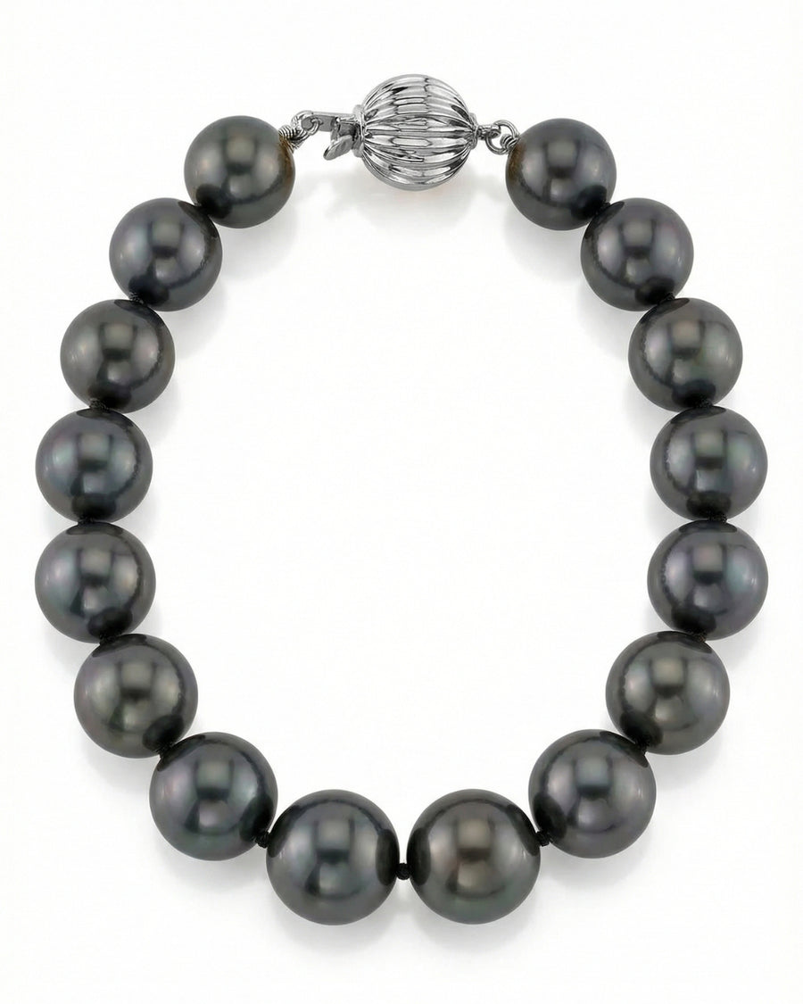 Black Tahitian Pearl Bracelet, 9.0-10.0mm - AAAA Quality