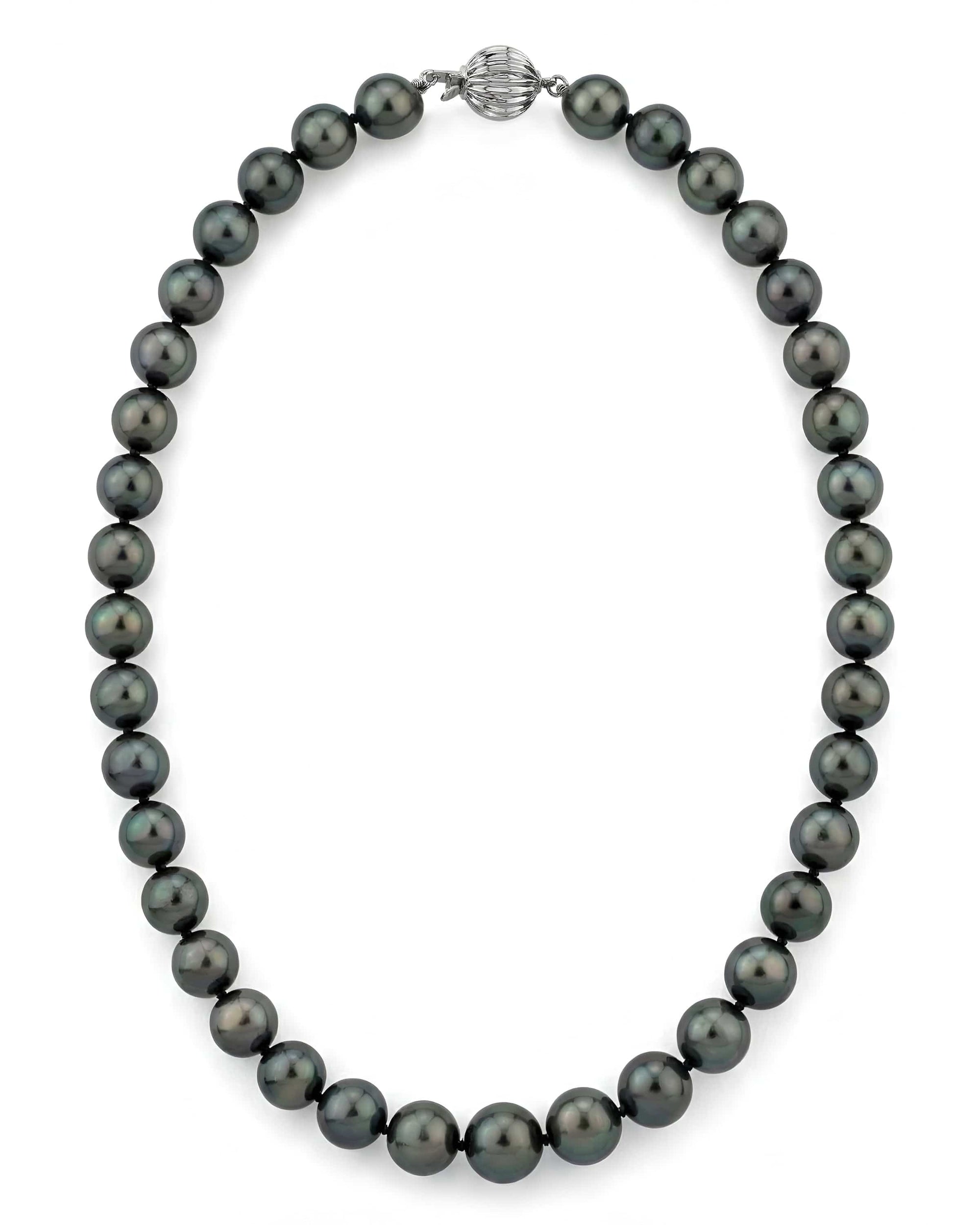 Black Tahitian Pearl Necklace, 9.0-11.0mm - AAA Quality