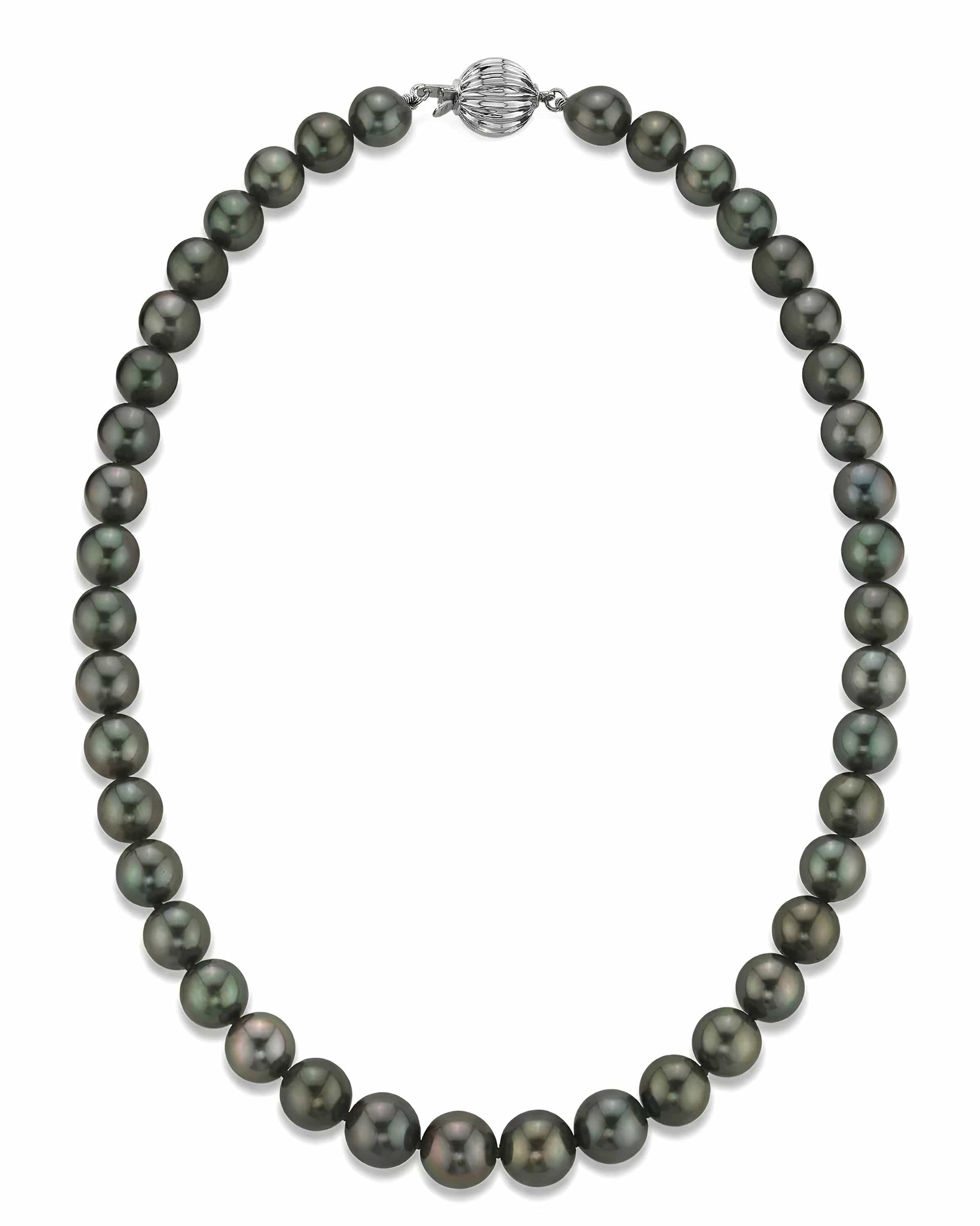 Black Tahitian True Round Pearl Necklace, 8.0-10.0mm - AAA Quality