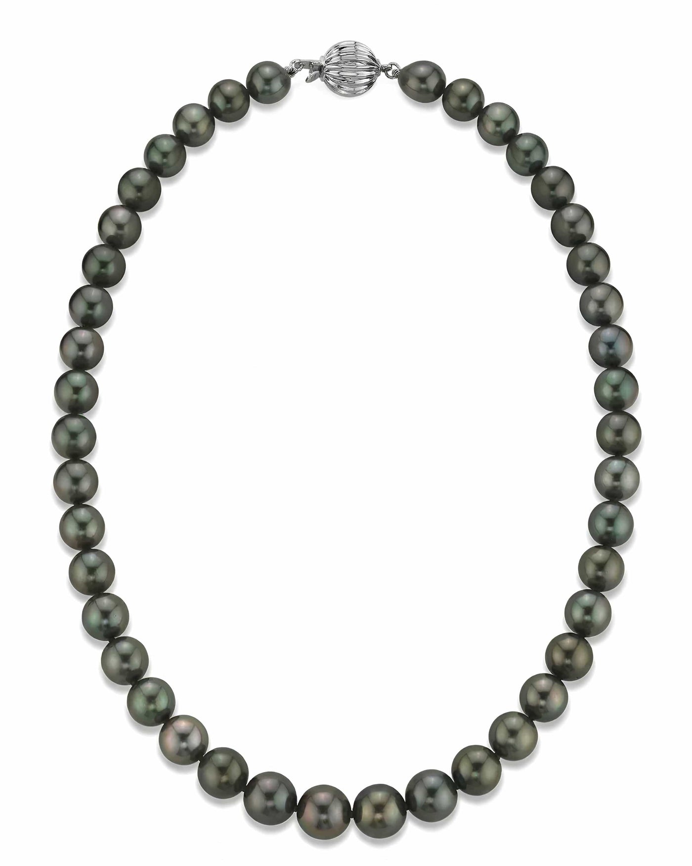 Black Tahitian True Round Pearl Necklace, 8.0-10.0mm - AAA Quality