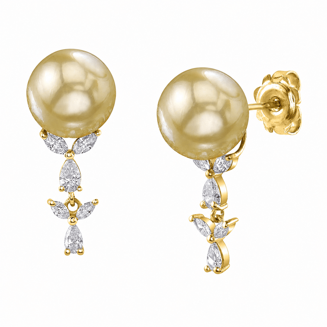 Golden South Sea Pearl & Diamond Kiara Earrings