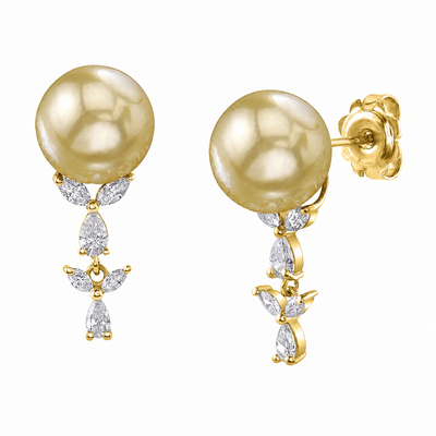 Golden South Sea Pearl & Diamond Kiara Earrings