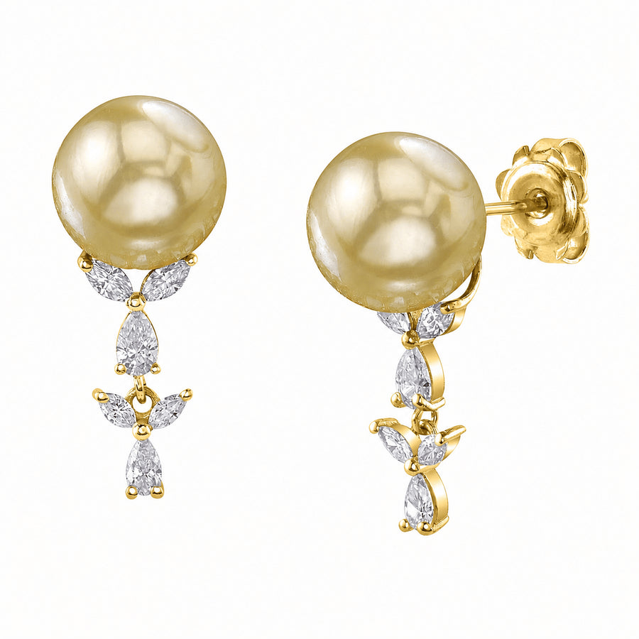 Golden South Sea Pearl & Diamond Kiara Earrings