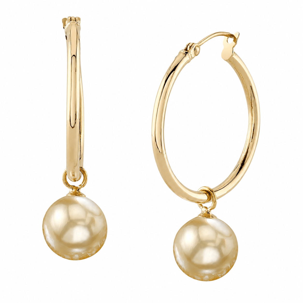 Golden South Sea Pearl Hoop Leane Earrings