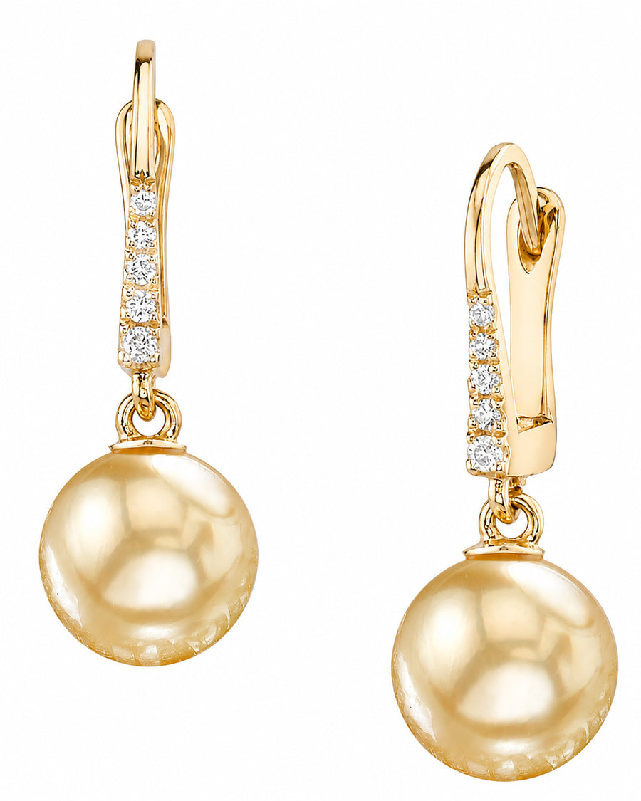 Golden South Sea Pearl & Diamond Equinox Dangle Earrings